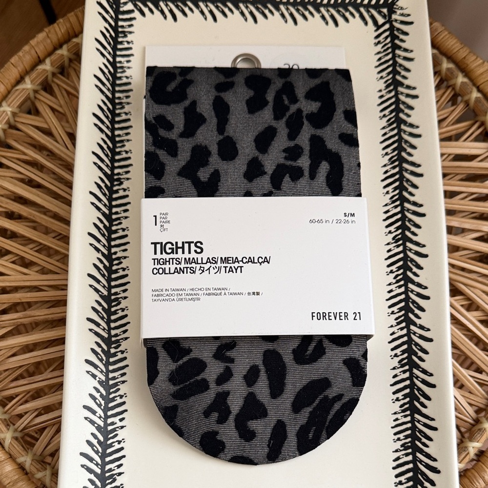 Forever 21 Black Leopard Print Sheer Tights